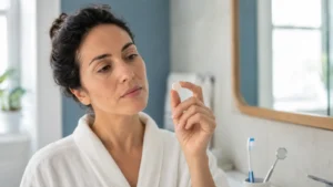 Person researching whether ProDentim works before adding an oral probiotic to a dental care routine.