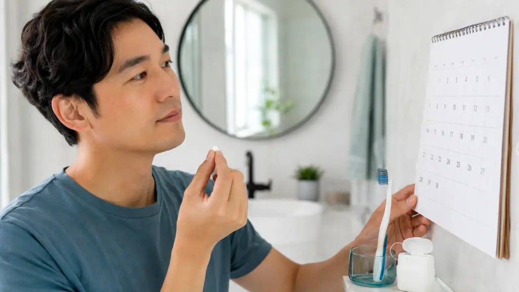 Person evaluating how long ProDentim may take to produce noticeable oral wellness results.