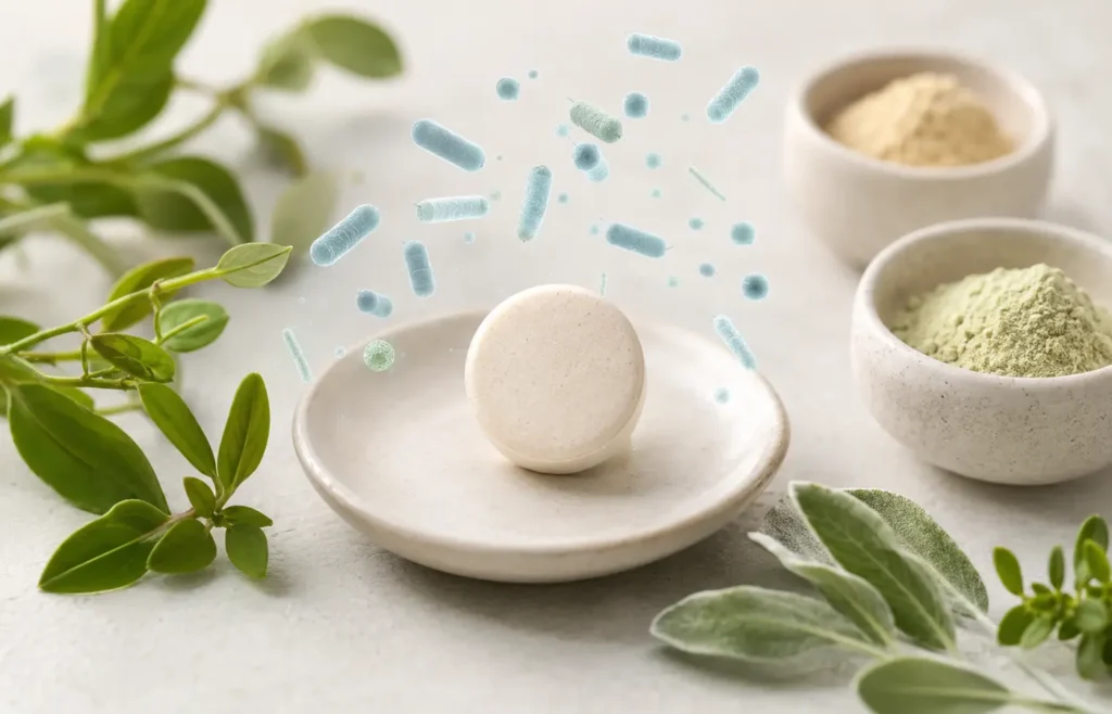 Oral probiotic tablet and ingredients associated with possible ProDentim side effects.