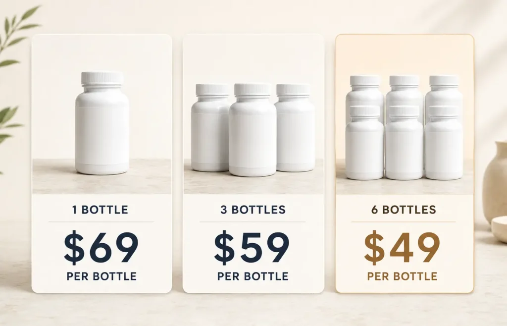 Comparing the price and value of the one, three and six bottle ProDentim packages.