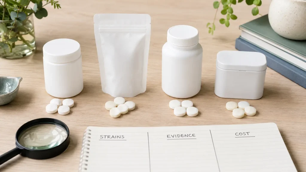 Comparison of ProDentim with other oral probiotics by formula, clinical evidence and value.