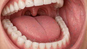 Illustration of the oral microbiome across teeth tongue and gums