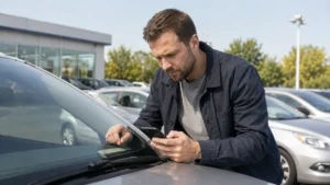 Buyer running a stolen vehicle check with the VIN