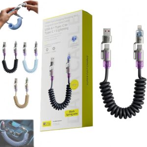 4-in-1 240W Self-Coiling Fast Charging Cable